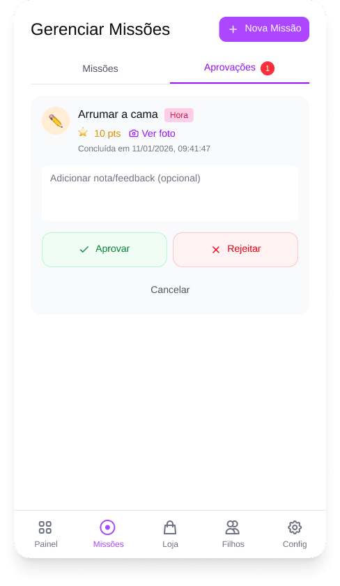Dashboard da Criança